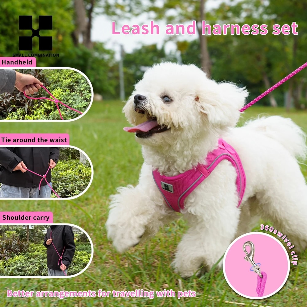 SafeWalk Reflective Dog Harness And Leash Set For Small And Medium Pets 15