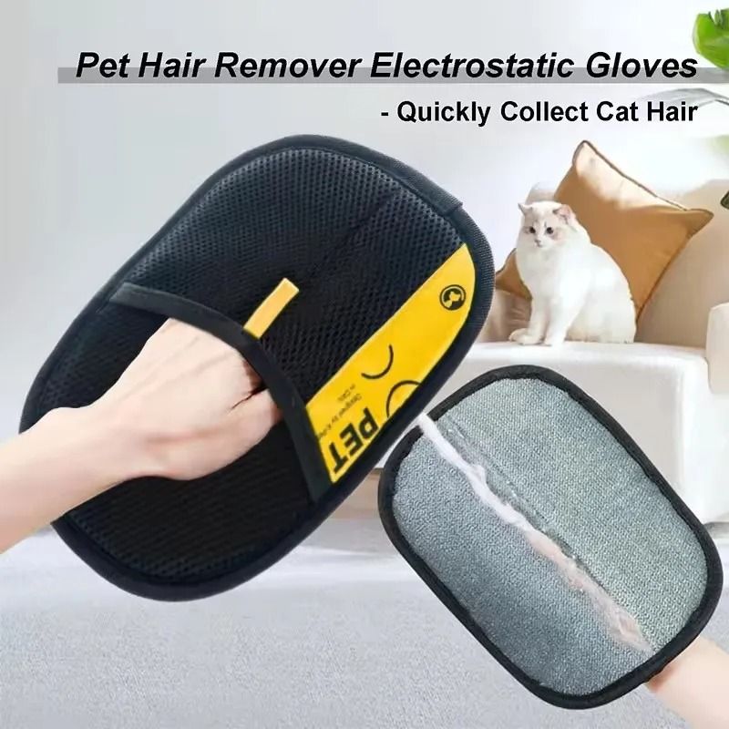 FurSweep Reusable Pet Hair Remover Grooming Glove With Lint Roller Brush 2