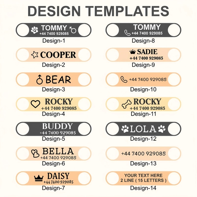 Personalized PU Leather Dog Collar With Engraved Name Tag 11