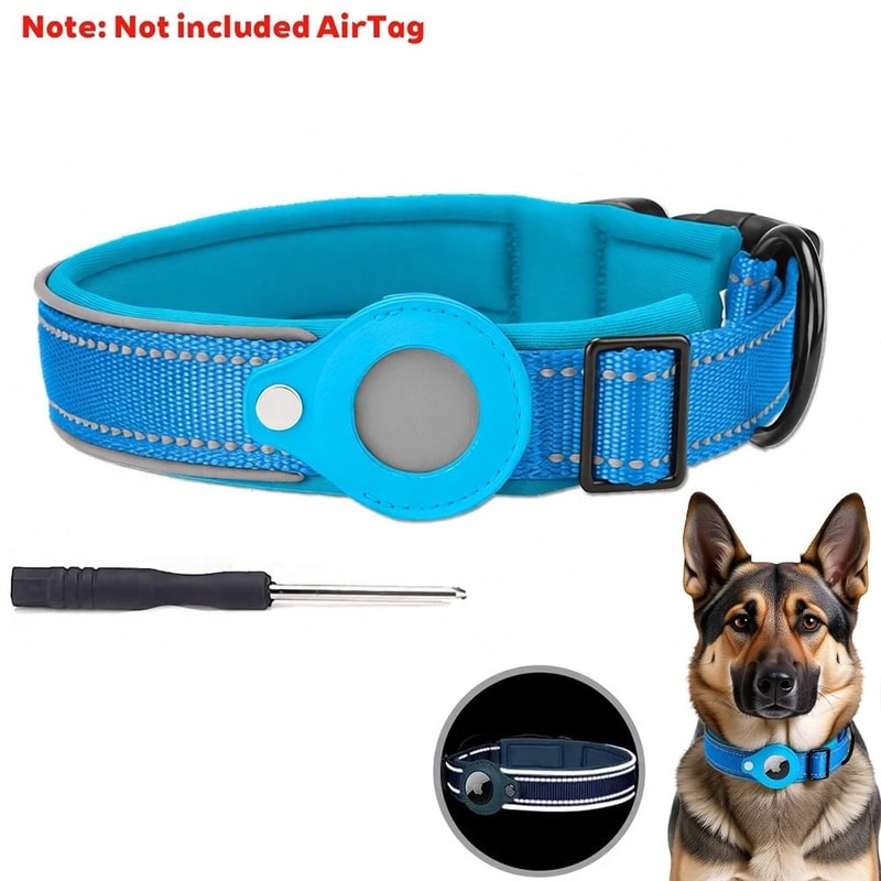 SafeTrack Reflective Airtag Dog Collar Waterproof Pet Tracking Collar 5