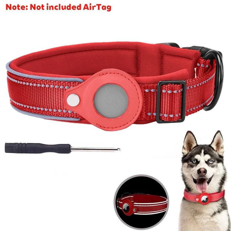SafeTrack Reflective Airtag Dog Collar Waterproof Pet Tracking Collar 7