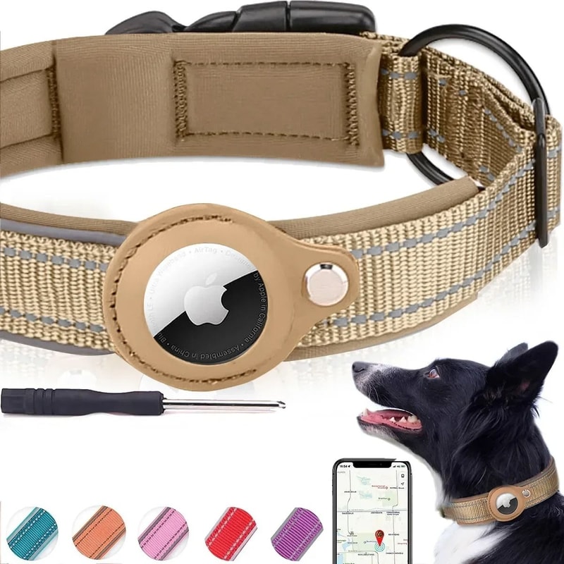 SafeTrack Reflective Airtag Dog Collar Waterproof Pet Tracking Collar 15