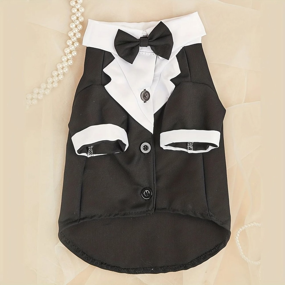 Formal Dog Wedding Suit With Bow Tie For Small Dogs And Cats 2