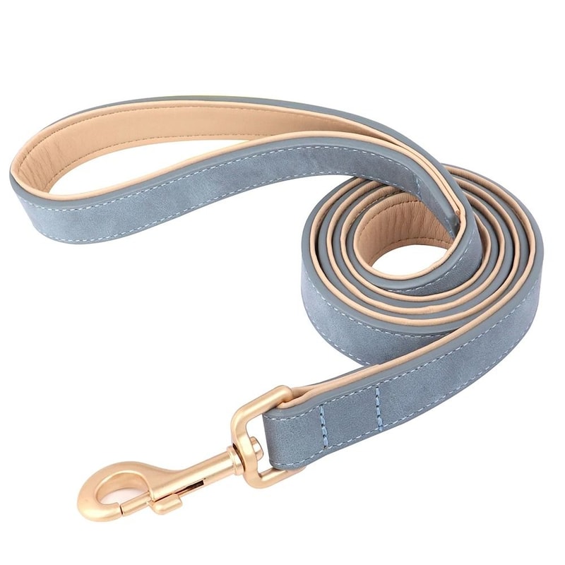 Soft Padded Dog Collar Leash Set Adjustable PU Leather Lead For Small And Medium Dogs 4