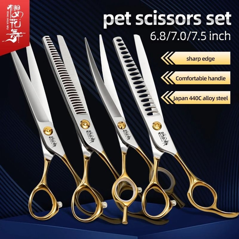 Professional Dog Grooming Scissors Set Japan 440C Pet Shears For Precision Cutting 0