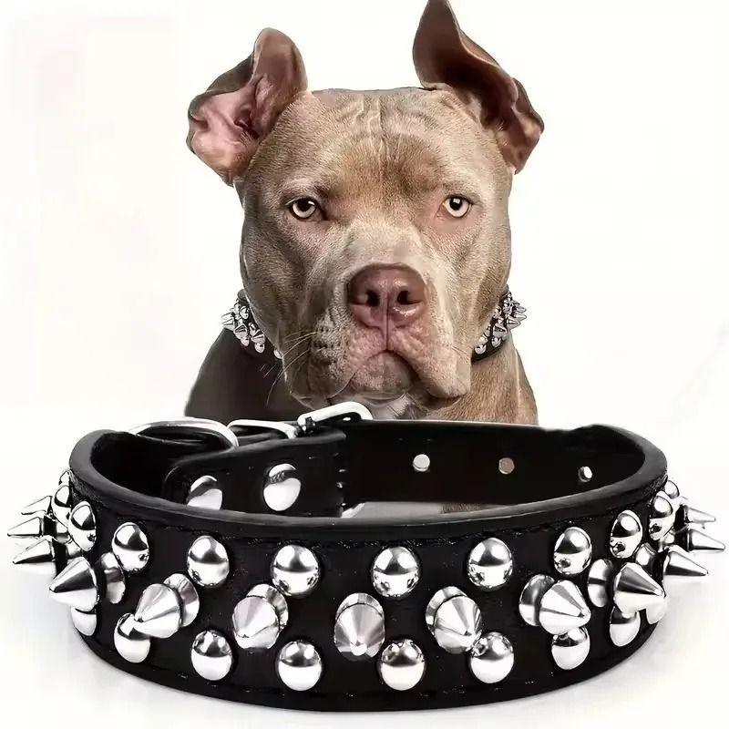 Adjustable Spike Dog Collar PU Leather Punk Rivet Collar For Small Dogs And Cats 9