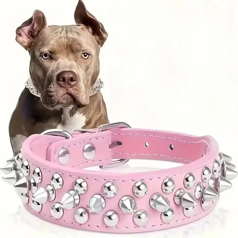 Adjustable Spike Dog Collar PU Leather Punk Rivet Collar For Small Dogs And Cats 4