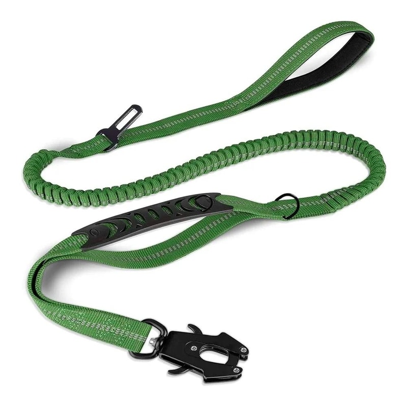 Heavy Duty Tactical Dog Leash Reflective Shock Absorbing Bungee Leash With Car Seatbelt 2
