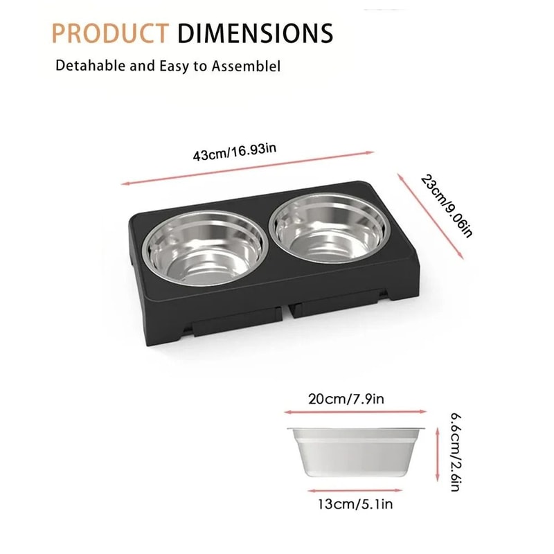 Adjustable Elevated Dog Feeder With Double Stainless Steel Food And Water Bowls 3
