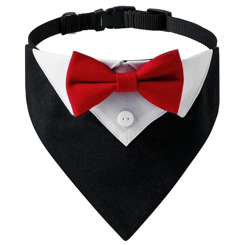 Formal Dog Bow Tie Collar Adjustable Tuxedo Bandana For Weddings And Parties 3