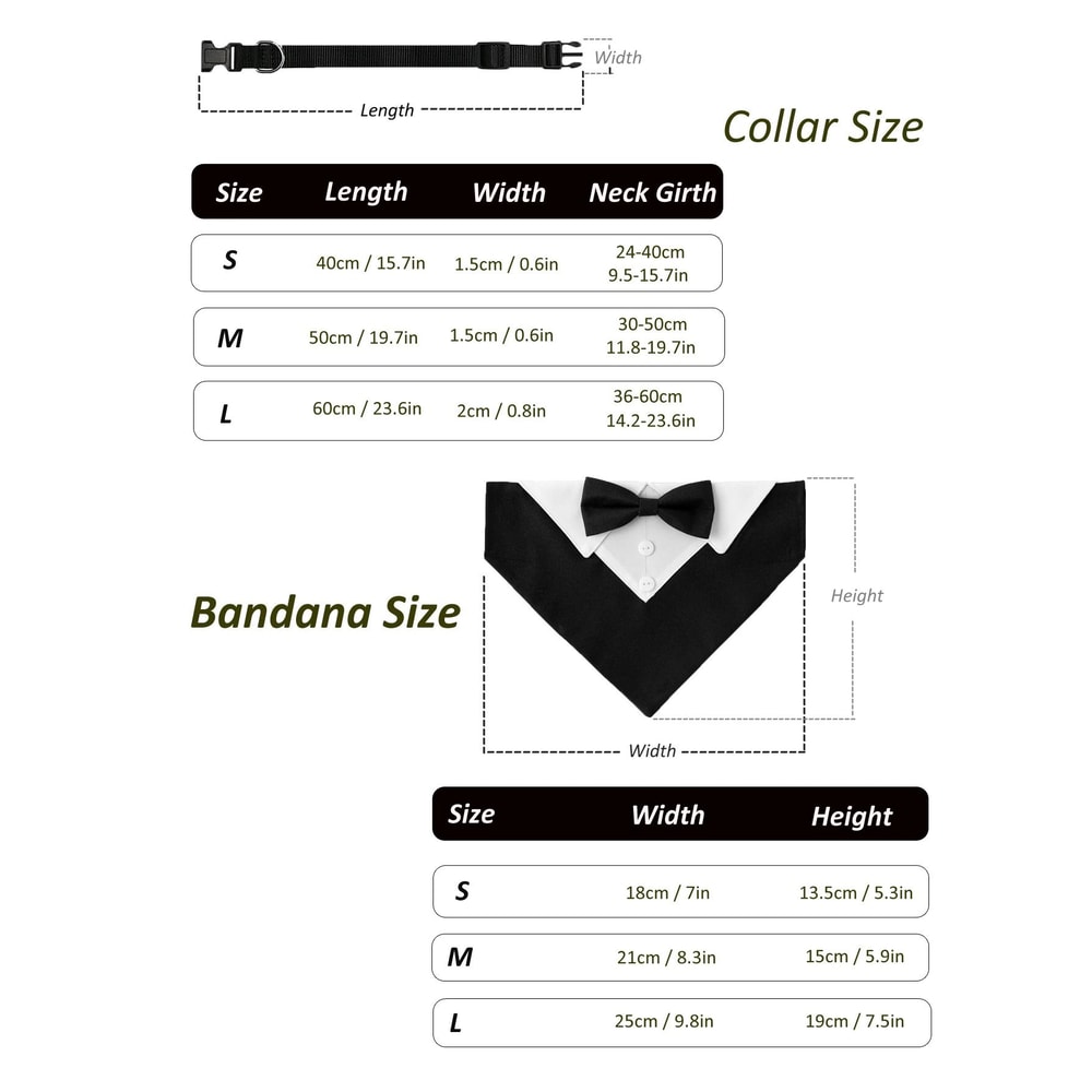 Formal Dog Bow Tie Collar Adjustable Tuxedo Bandana For Weddings And Parties 9