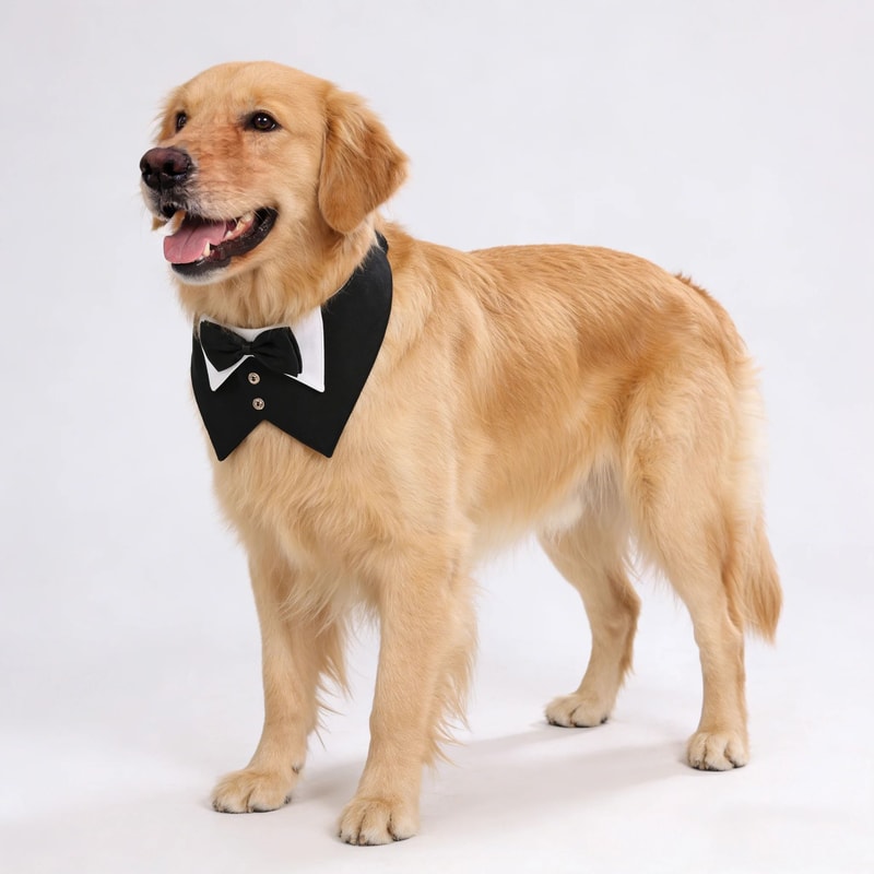 Formal Dog Tuxedo Bandana Collar Adjustable Bow Tie Costume For Weddings And Parties 5