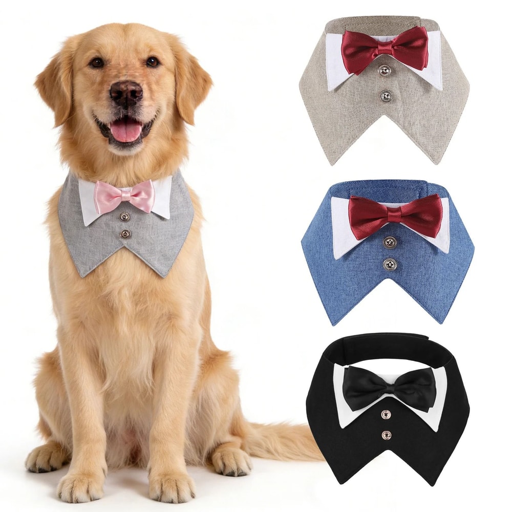 Formal Dog Tuxedo Bandana Collar Adjustable Bow Tie Costume For Weddings And Parties 0