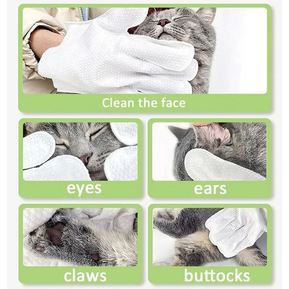 Wash Free Pet Cleaning Gloves Dry Grooming Wipes For Cats And Dogs Pack Of 6 2