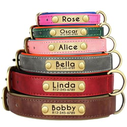 customized personalized dog collar soft padded pu leather collar with engraved nameplate