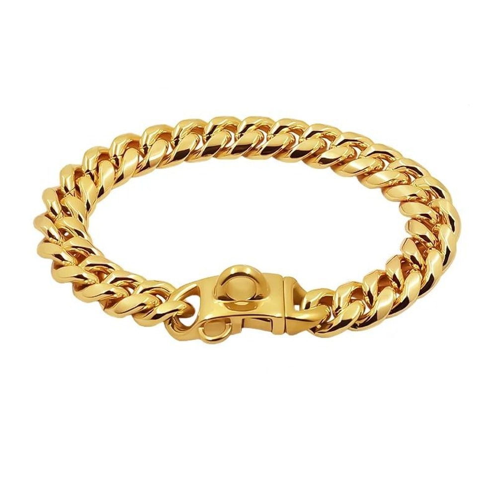 Luxury Metal Dog Collar Stainless Steel Cuban Link Chain Collar For Small Medium And Large Dogs 1