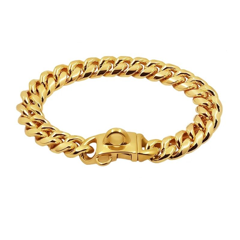 Luxury Metal Dog Collar Stainless Steel Cuban Link Chain Collar For Small Medium And Large Dogs 1