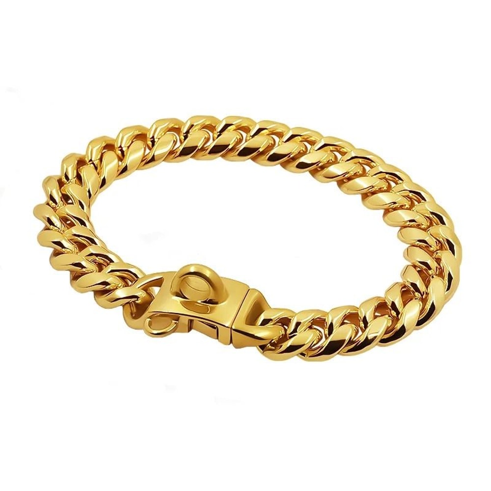 Luxury Metal Dog Collar Stainless Steel Cuban Link Chain Collar For Small Medium And Large Dogs 4