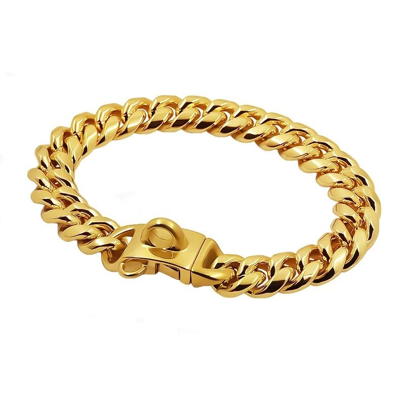 Luxury Metal Dog Collar Stainless Steel Cuban Link Chain Collar For Small Medium And Large Dogs 4