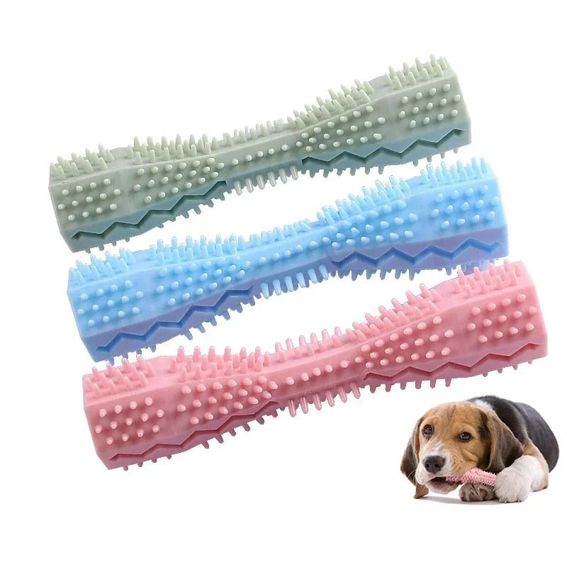 Interactive Dog Chew Toothbrush Toy Bite Resistant Treat Dispensing Cleaning Stick 9