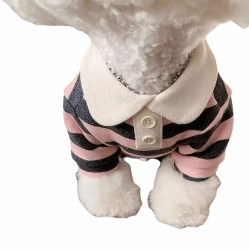 Fashion Dog Striped Shirt Breathable Cooling Pet T Shirt With Collar Style Design 1