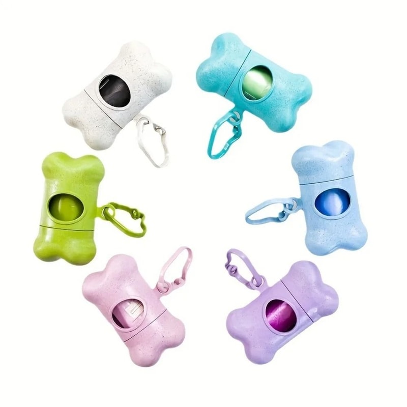 Portable Bone Shaped Pet Waste Bag Dispenser With Clip For Dog Walking 0