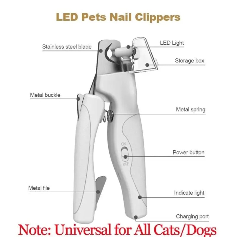 LED Pet Nail Clipper For Dogs And Cats Safe Multifunction Nail Trimmer With Light 2