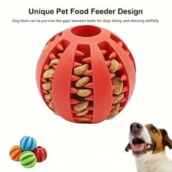 interactive treat dispensing dog toy ball bite resistant chew and teeth cleaning toy