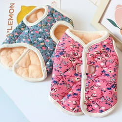 floral fleece dog vest winter jacket for small dogs warm pet clothing