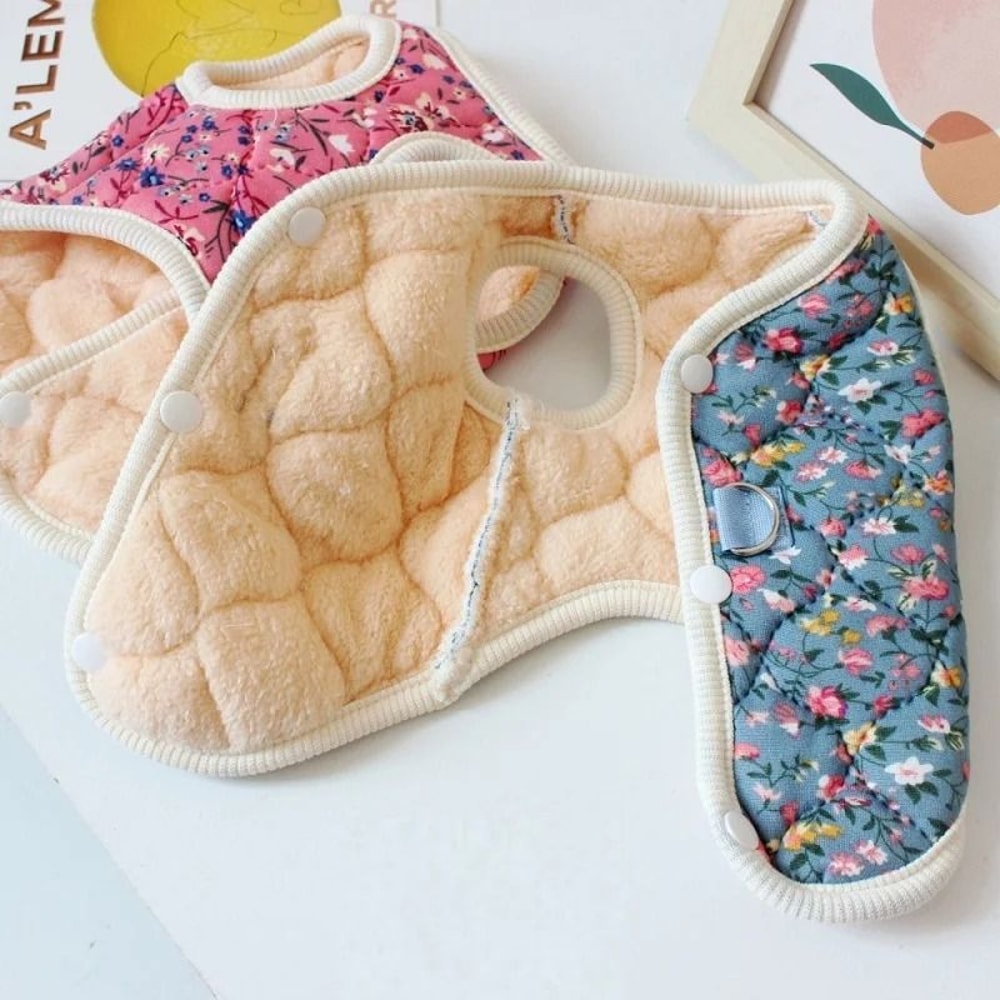 Floral Fleece Dog Vest Winter Jacket For Small Dogs Warm Pet Clothing 7