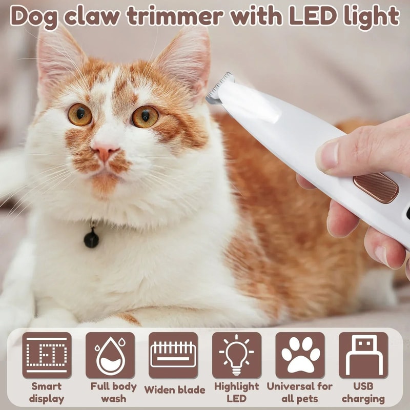 Waterproof Dog Paw Trimmer With LED Light And Display Professional Pet Grooming Clippers 11