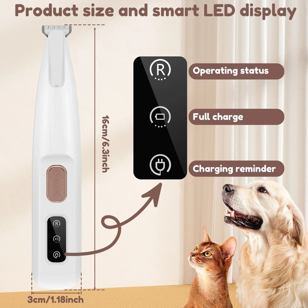Waterproof Dog Paw Trimmer With LED Light And Display Professional Pet Grooming Clippers 9