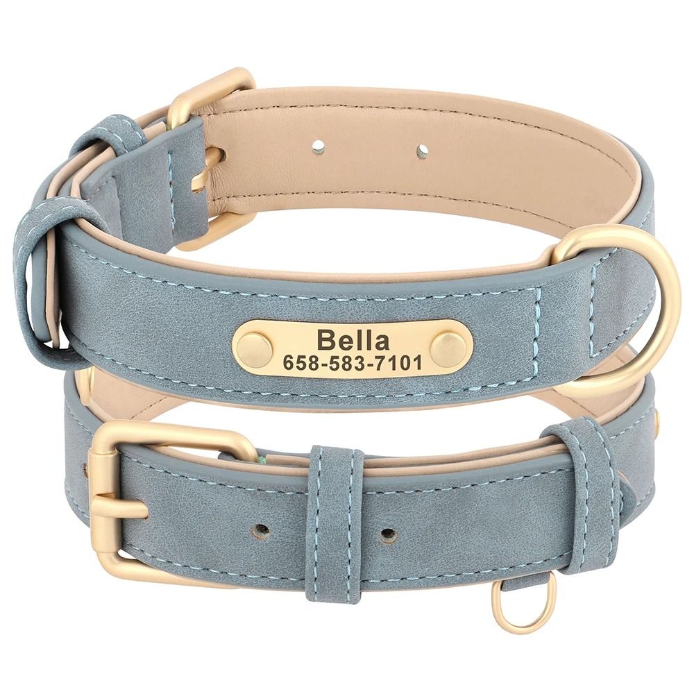 Personalized PU Leather Dog Collar With Custom Engraved Nameplate For Small Medium And Large Dogs 3