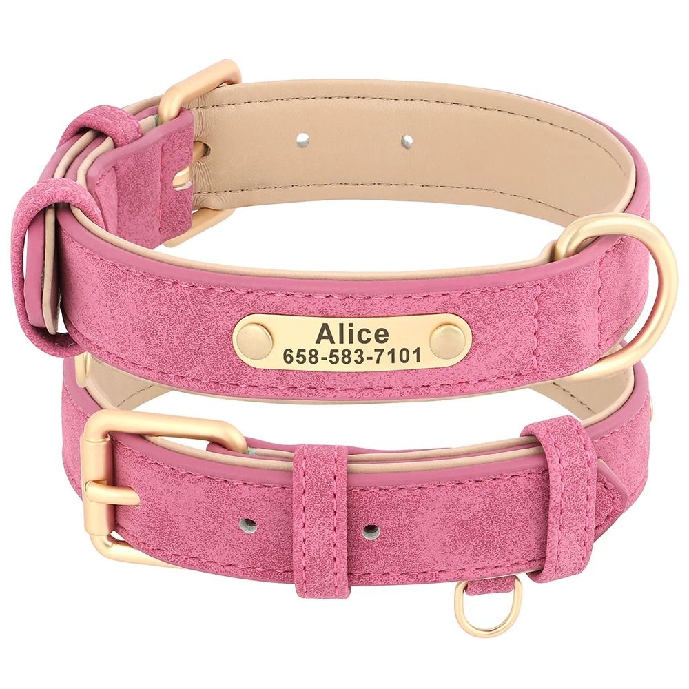 Personalized PU Leather Dog Collar With Custom Engraved Nameplate For Small Medium And Large Dogs 4