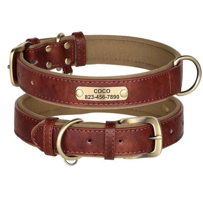 Personalized PU Leather Dog Collar With Custom Engraved Nameplate For Small Medium And Large Dogs 7