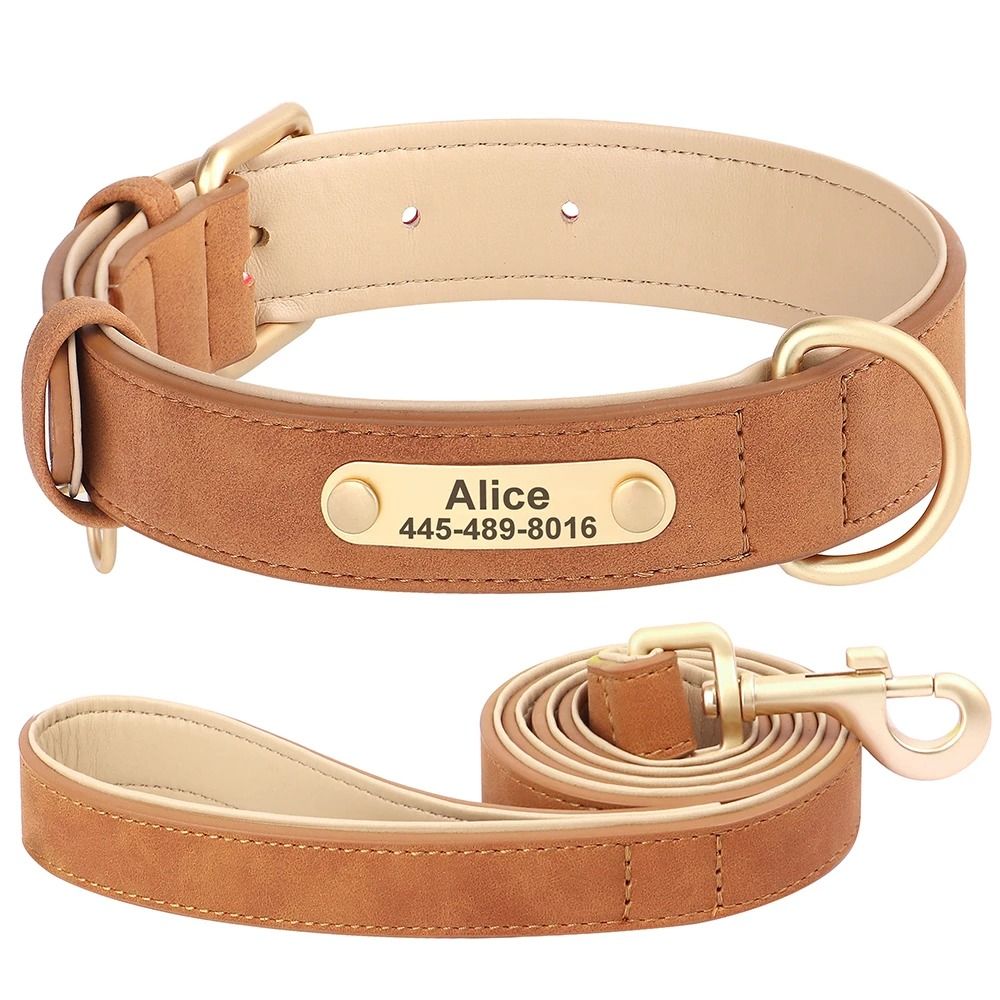 Personalized PU Leather Dog Collar With Custom Engraved Nameplate For Small Medium And Large Dogs 16