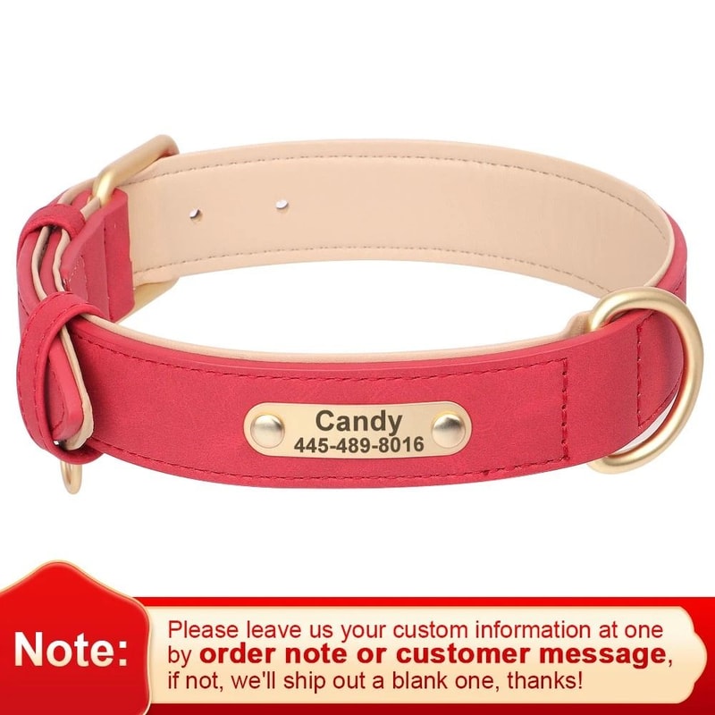 Personalized PU Leather Dog Collar With Custom Engraved Nameplate For Small Medium And Large Dogs 1