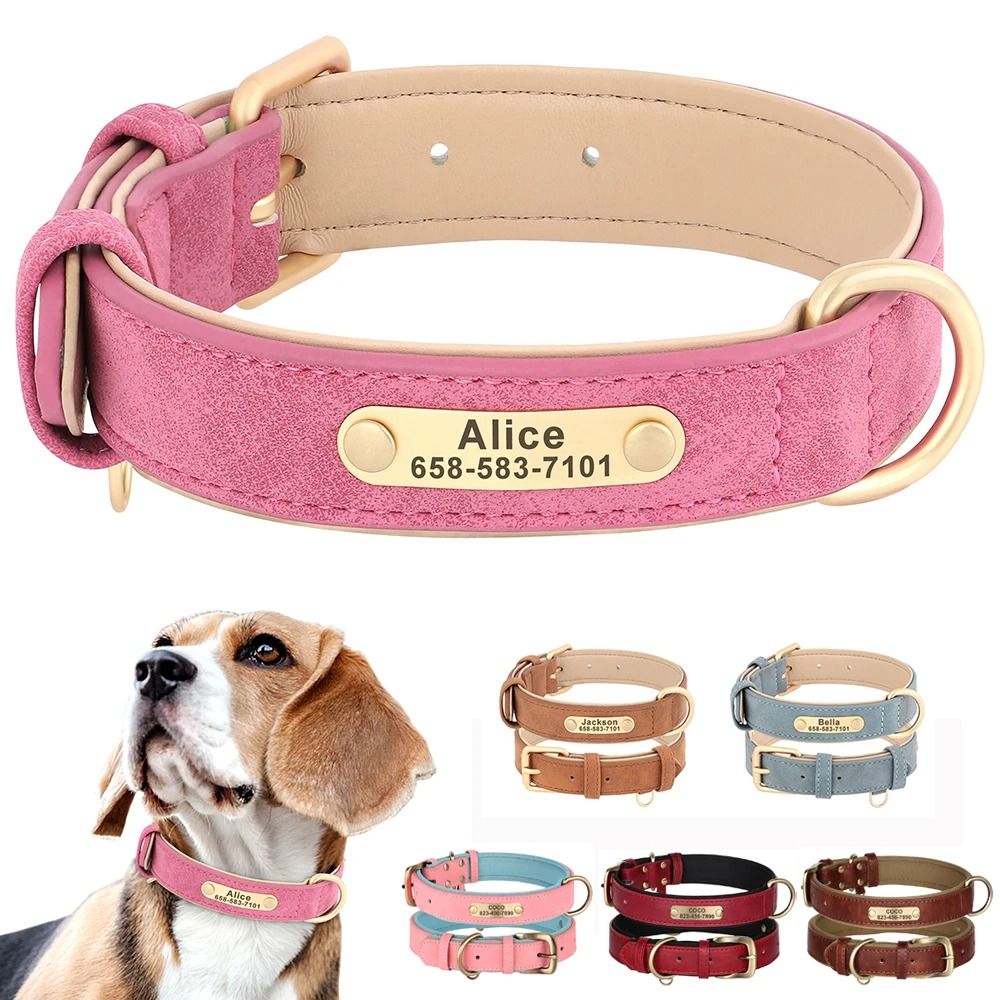 Personalized PU Leather Dog Collar With Custom Engraved Nameplate For Small Medium And Large Dogs 25
