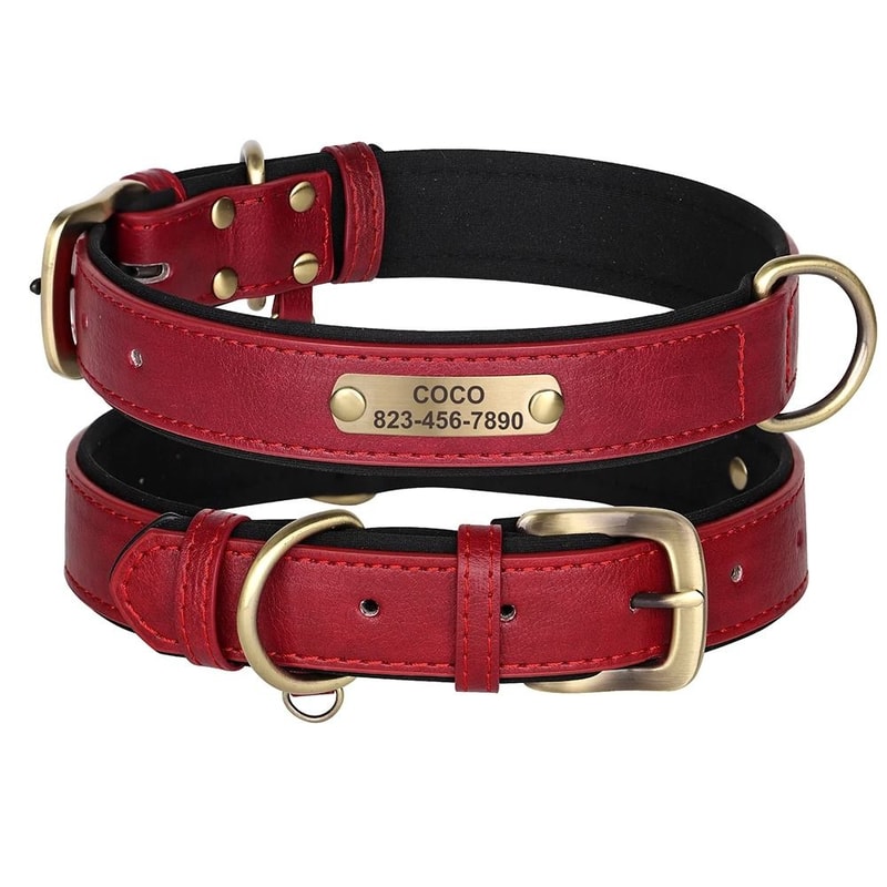 Personalized PU Leather Dog Collar With Custom Engraved Nameplate For Small Medium And Large Dogs 8