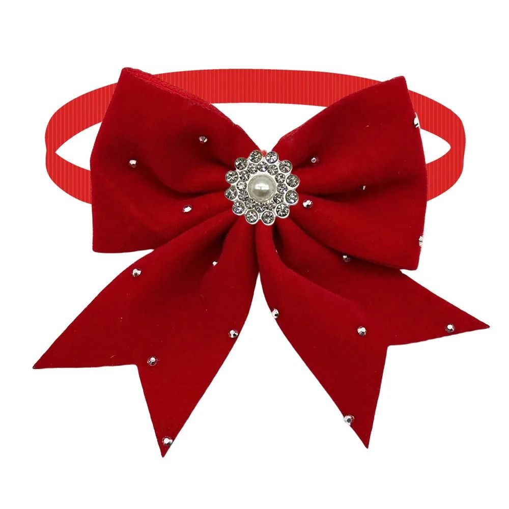 Adjustable Diamond Dog Bow Ties Plush Pet Grooming Accessories For Dogs And Cats 1