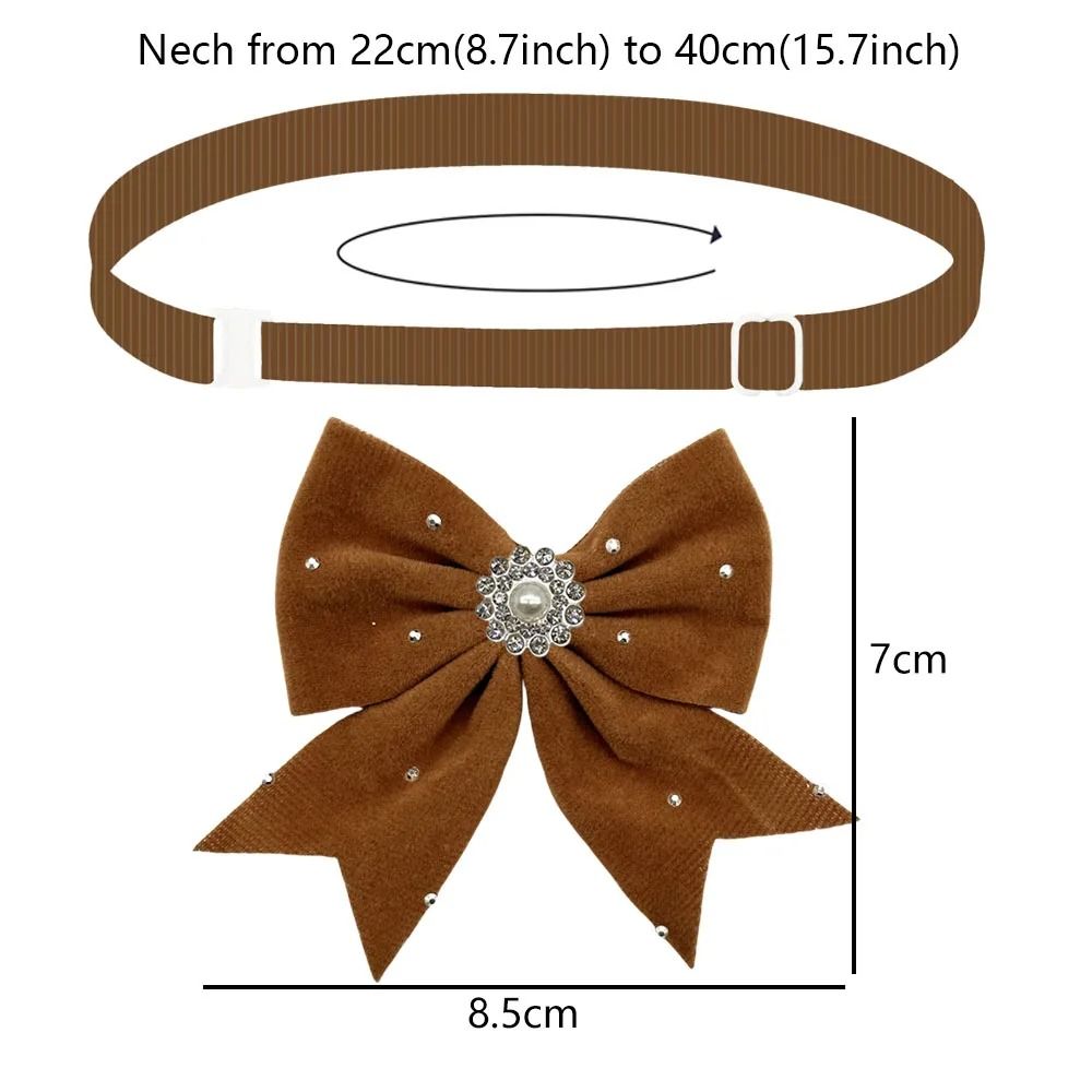Adjustable Diamond Dog Bow Ties Plush Pet Grooming Accessories For Dogs And Cats 5