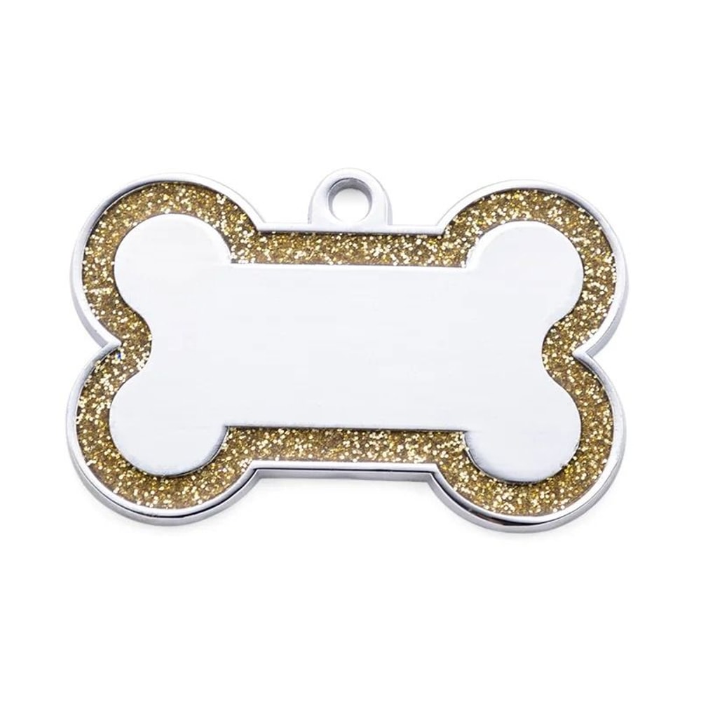 Custom Glitter Pet ID Tag Double Sided Bone Name Pendant For Dogs And Cats 7