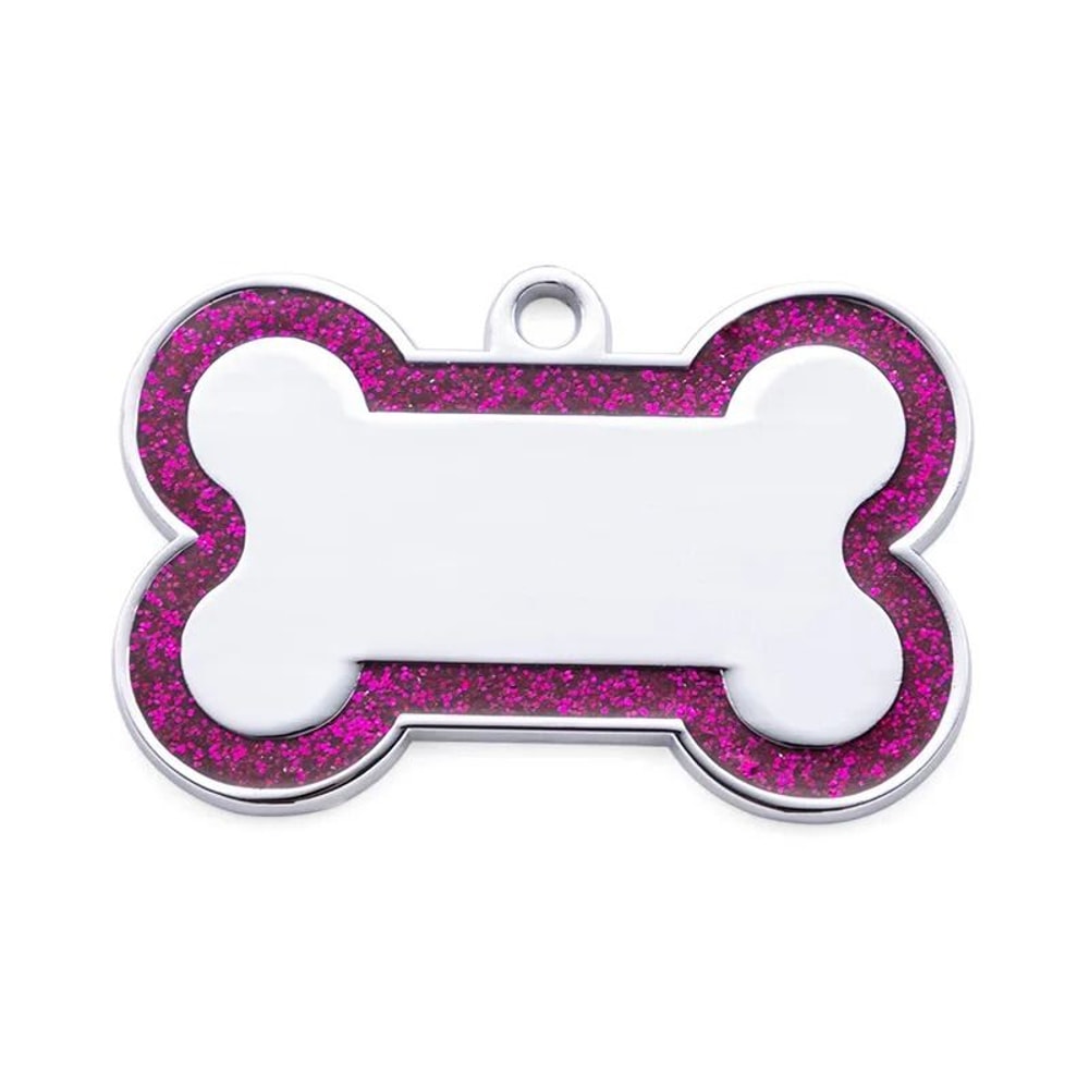 Custom Glitter Pet ID Tag Double Sided Bone Name Pendant For Dogs And Cats 8