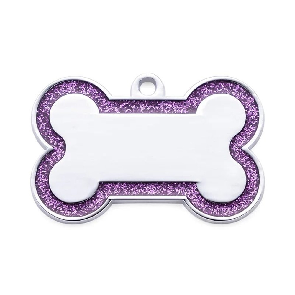 Custom Glitter Pet ID Tag Double Sided Bone Name Pendant For Dogs And Cats 6