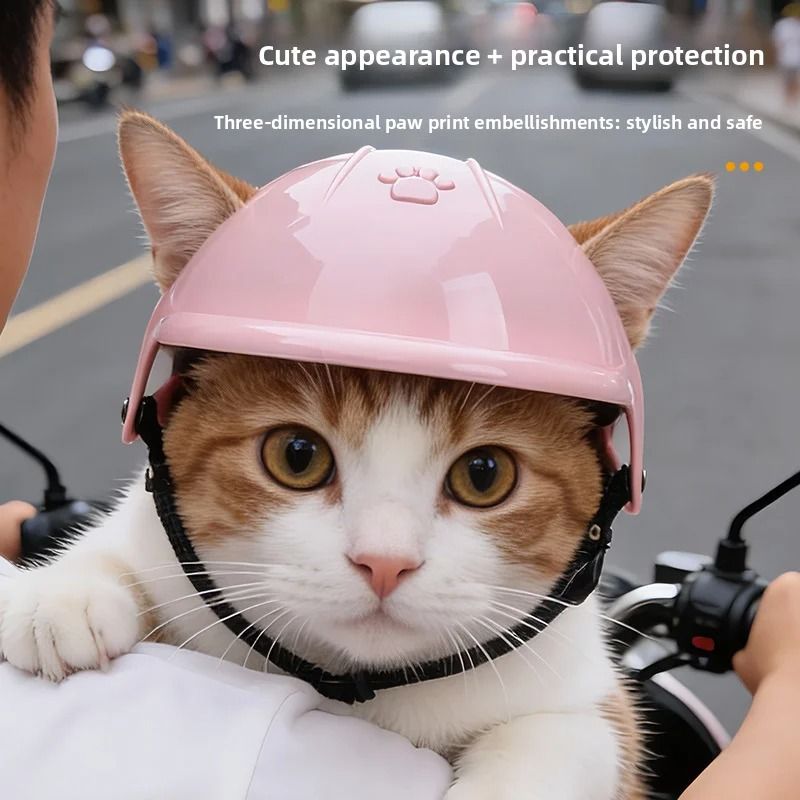 Pink Pet Motorcycle Helmet For Dogs And Cats Outdoor Sports Headwear 0
