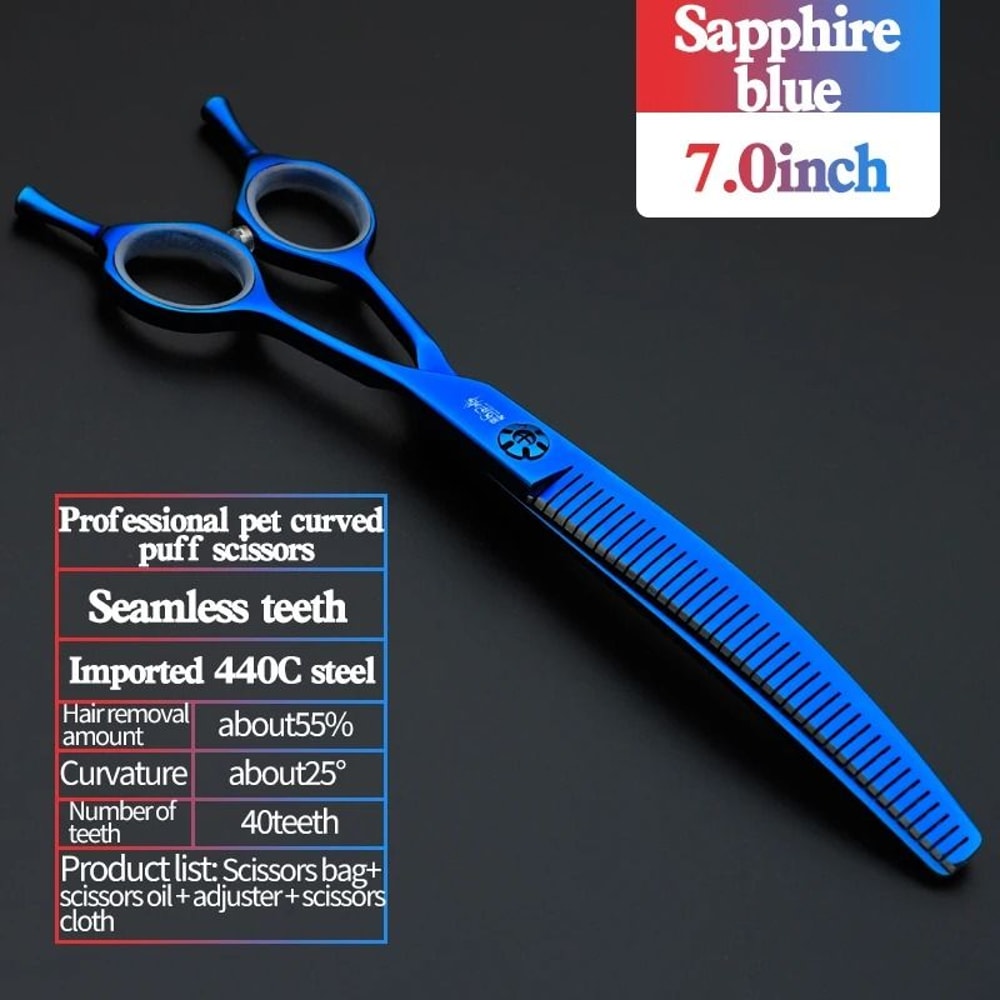 Professional 7 Inch JP440C Pet Grooming Scissors Curved Fishbone Thinning Shears 6