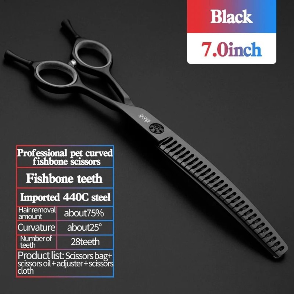 Professional 7 Inch JP440C Pet Grooming Scissors Curved Fishbone Thinning Shears 7