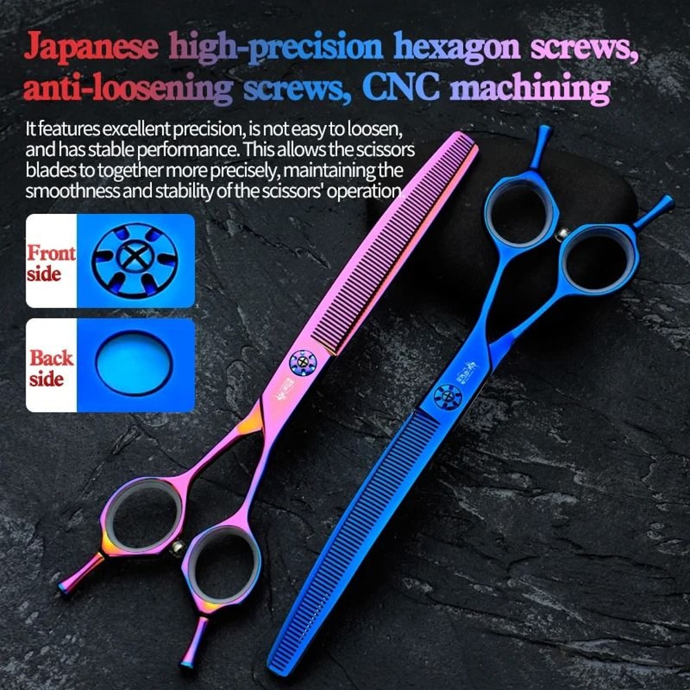 Professional 7 Inch JP440C Pet Grooming Scissors Curved Fishbone Thinning Shears 10