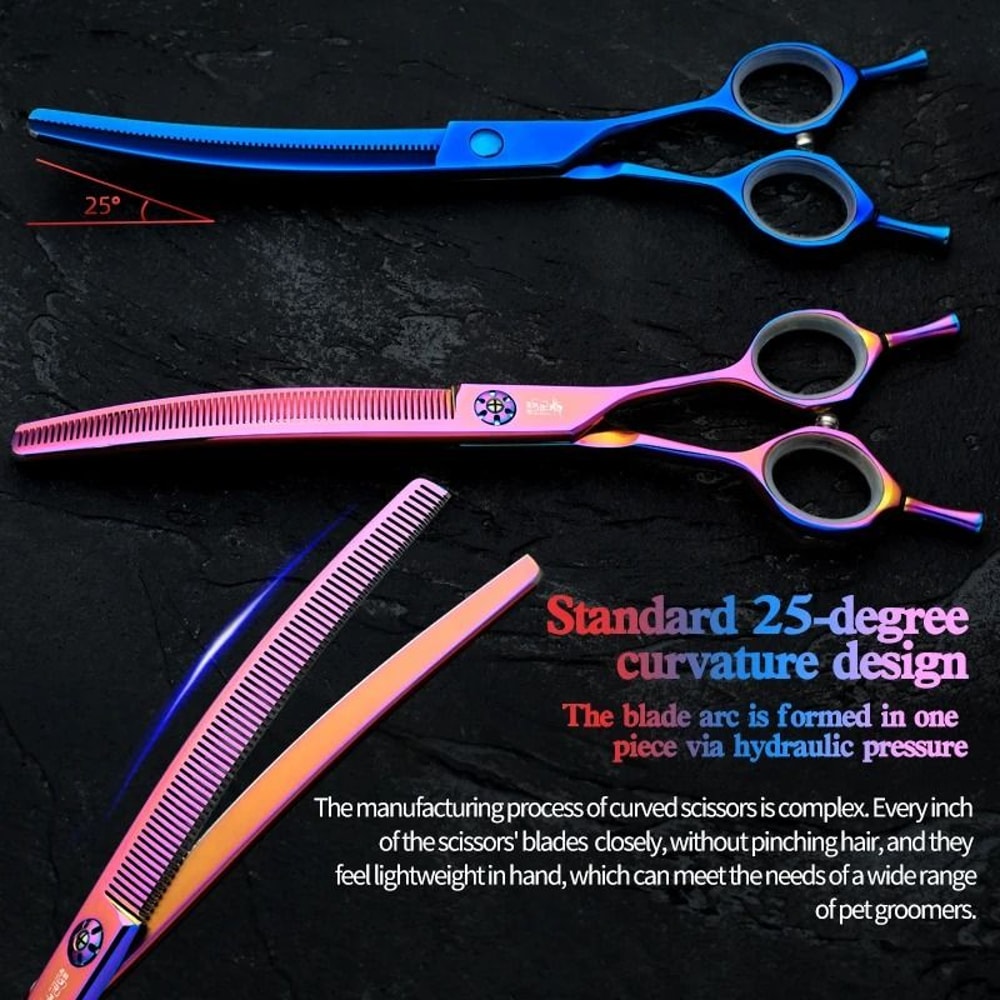 Professional 7 Inch JP440C Pet Grooming Scissors Curved Fishbone Thinning Shears 13