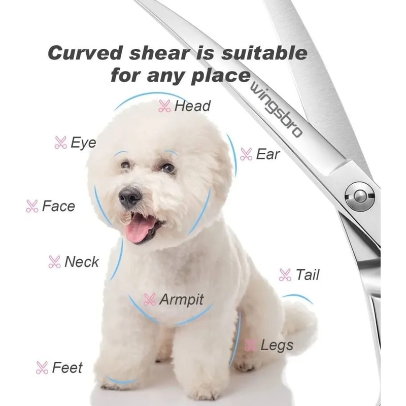 Professional Curved Dog Grooming Scissors 75 Inch Stainless Steel Pet Hair Cutting Shears 5